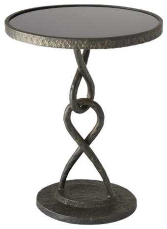 Hammered Bronze Iron Tangle Marble Top Table  Round Chain Link Metal Jewelry   Industrial   Side Tables And End Tables   by My Swanky Home  Houzz