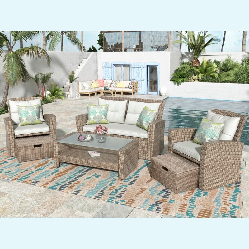 Outdoor  Weather Wicker 4 Piece Patio Furniture Set