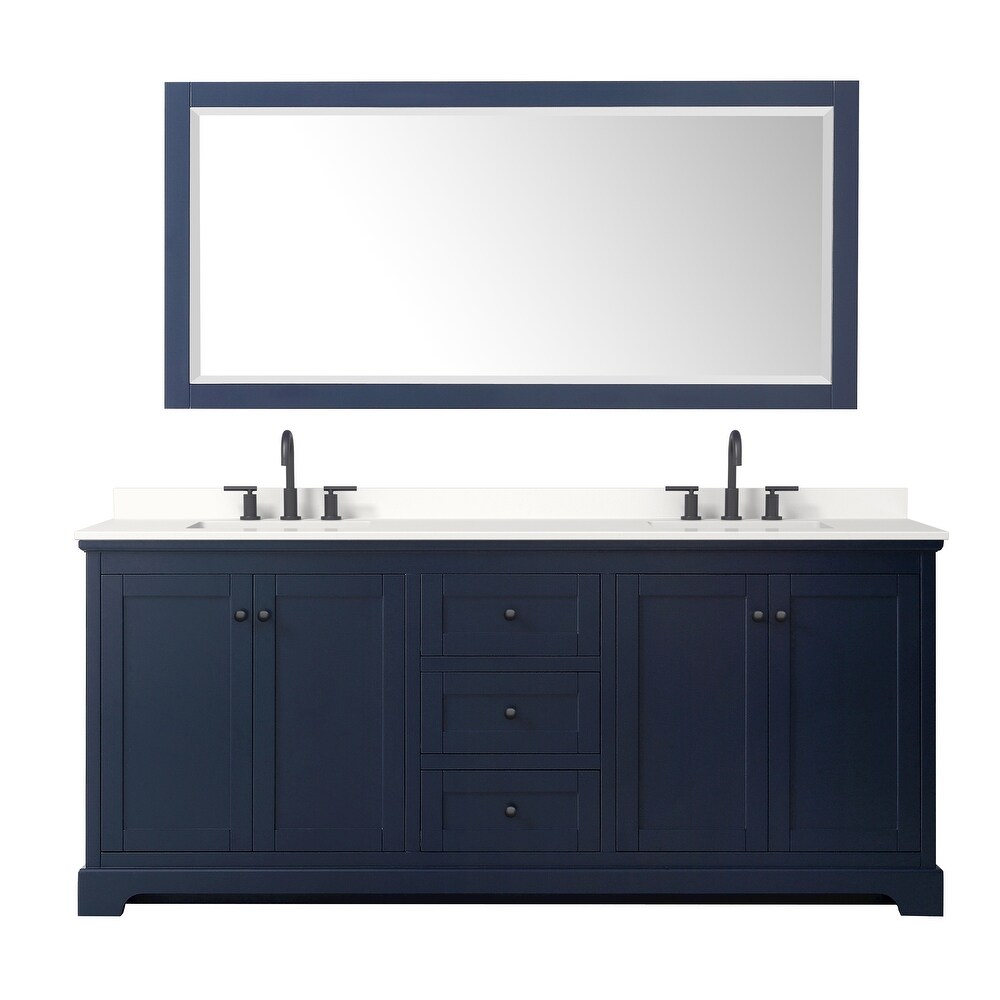 Avery 80 inch Double Vanity  Quartz Top  70 inch Mirror