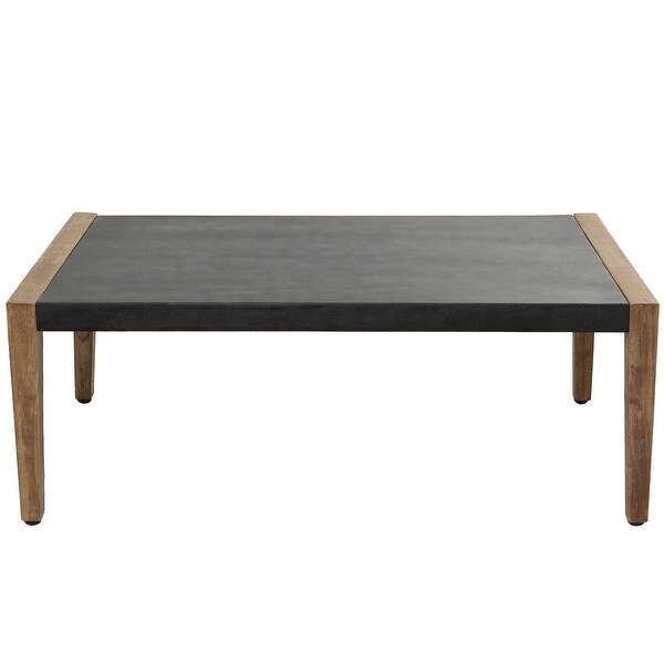 Dark Gray Wood Outdoor Dining Table with Wood Legs