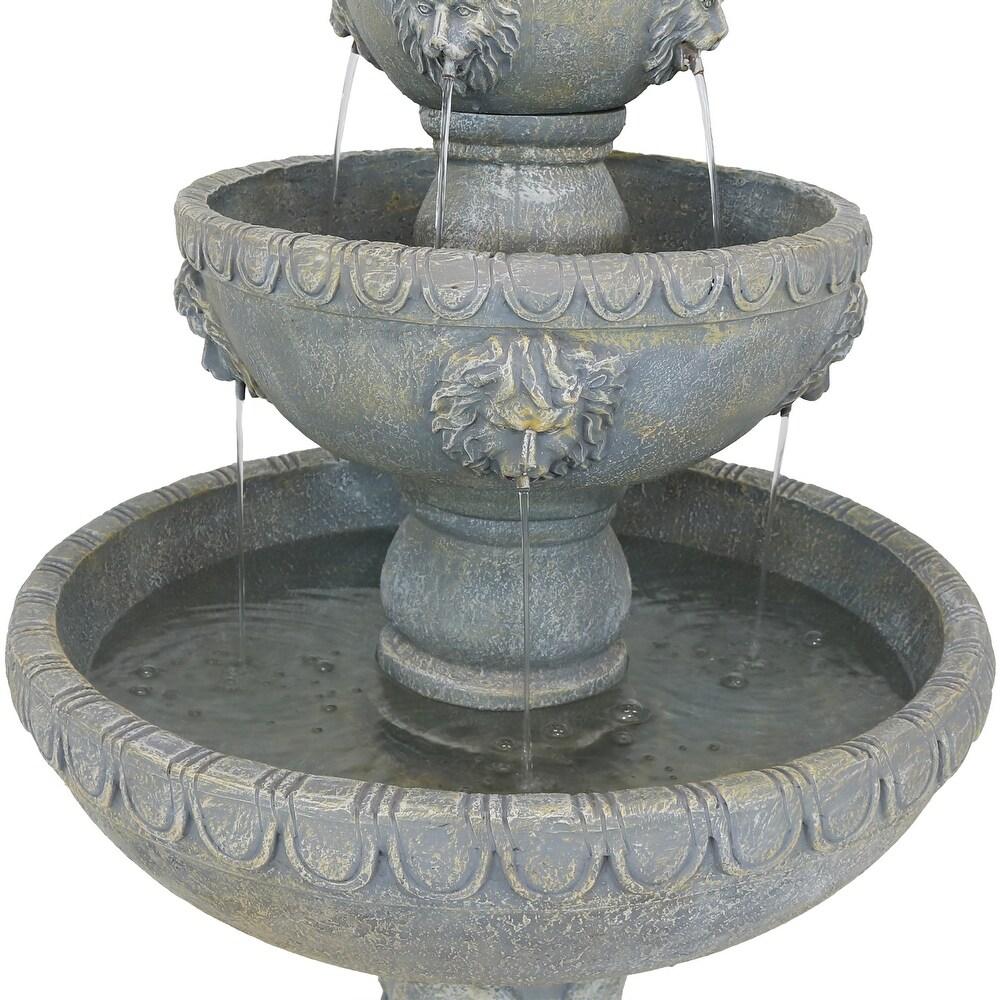 4 Tier Lion Head Outdoor Water Fountain Backyard Patio Feature   53\