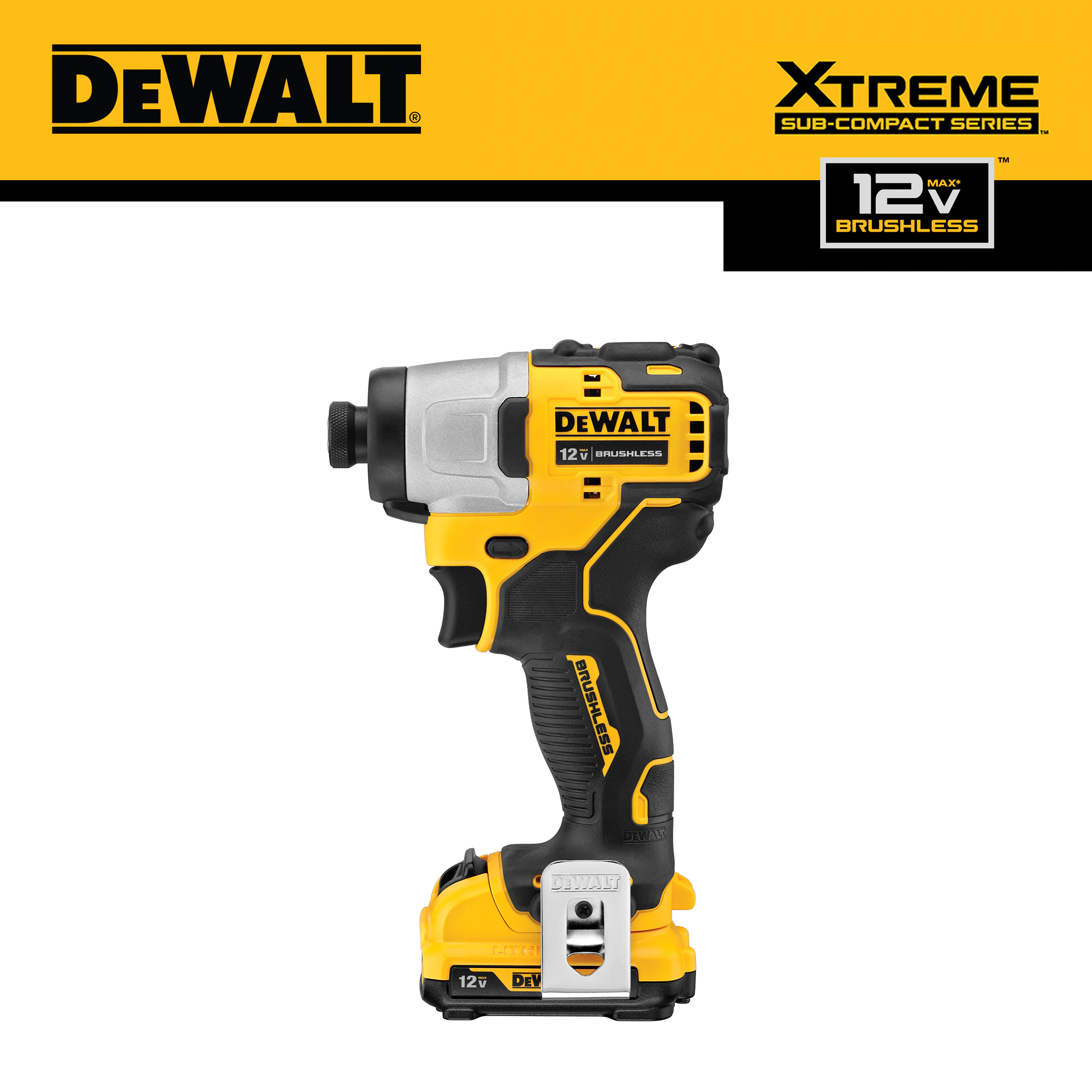 DEWALT DCF801F2 XTREME 12-volt Max 1/4-in Variable Speed Brushless Cordless Impact Driver (2-Batteries Included)