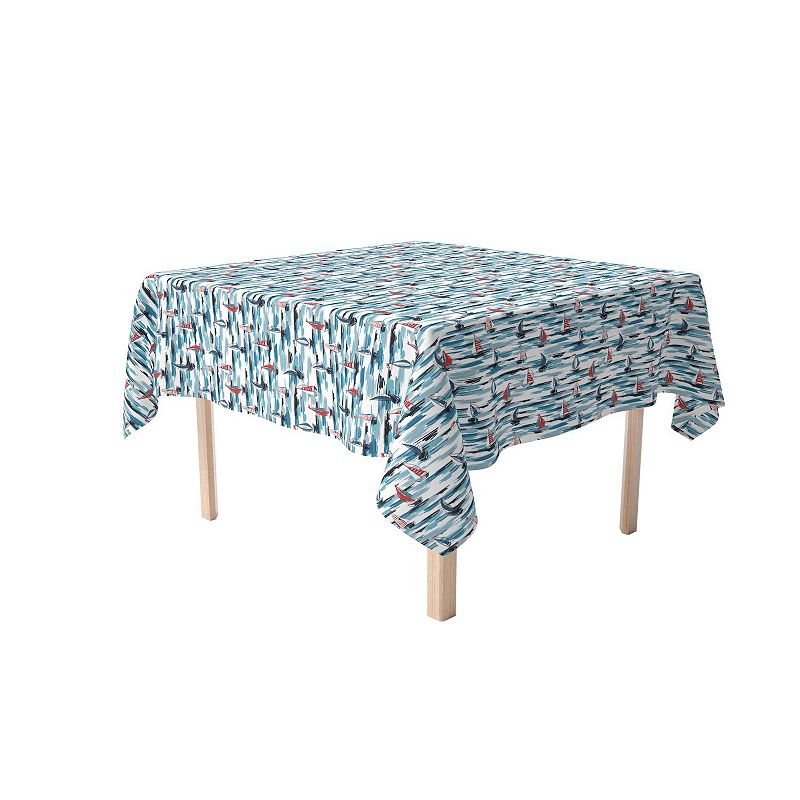 Square Tablecloth， 100% Polyester， 60x60， Brush Stroke Sailboats