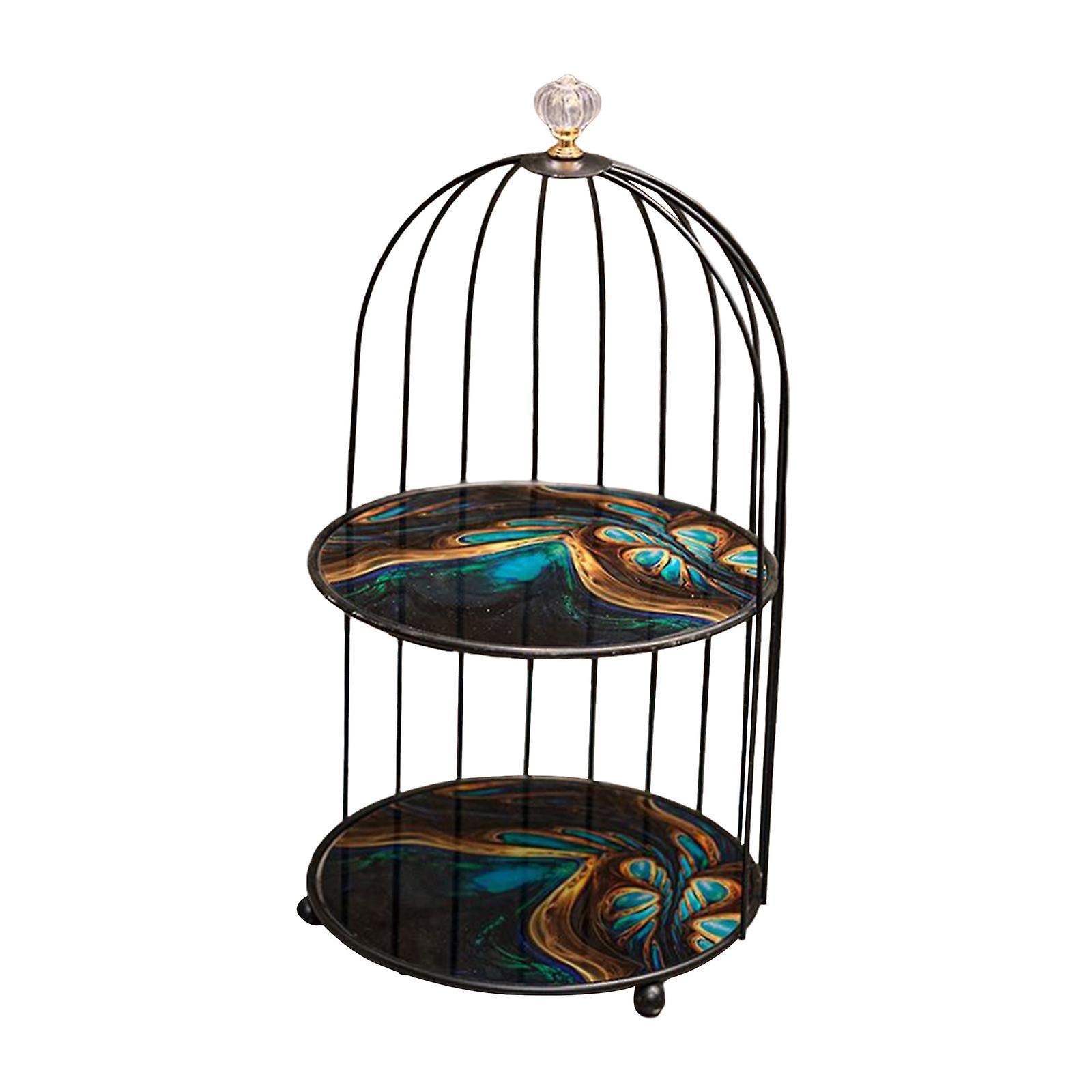 Vanity Tray Birdcage Makeup Organizer Cabinet Washroom Bathroom Storage Rack Blue Black 20x37cm