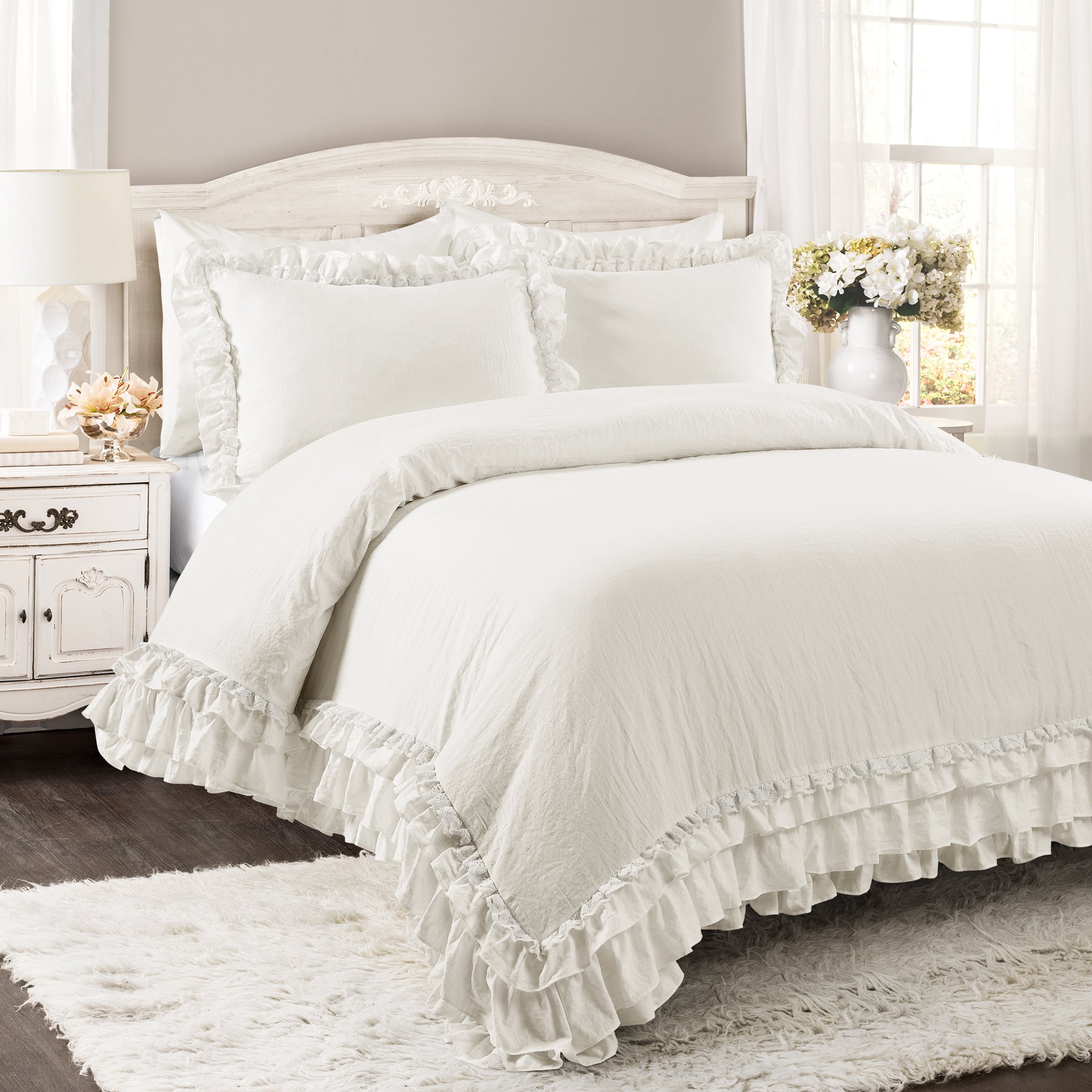 Ella Ruffle Lace 3 Piece Comforter Set