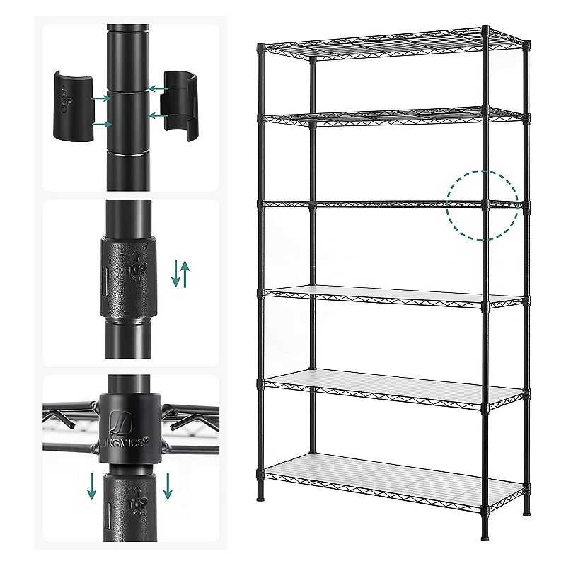 Storage Shelves， Metal Shelves， Kitchen Shelving Unit with Adjustable Shelves