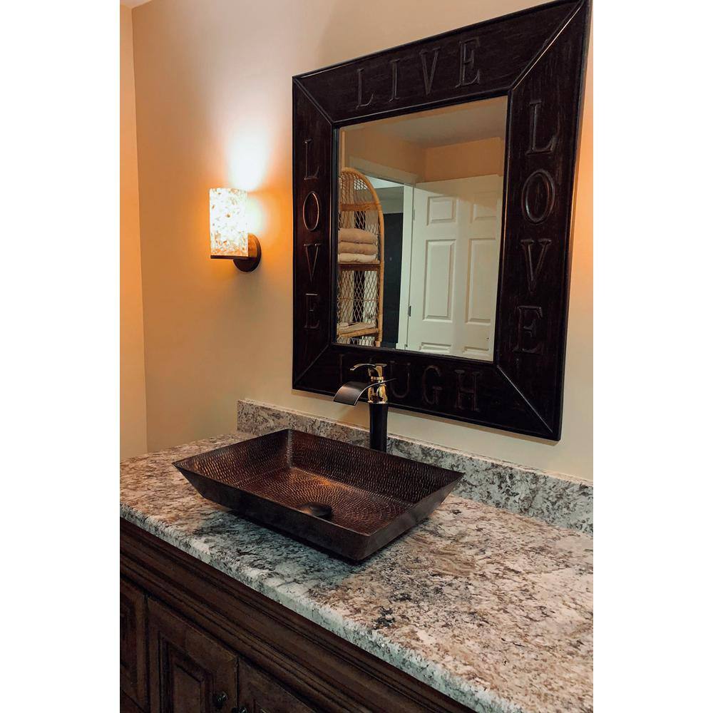 Premier Copper Products Rectangle 20 in. Hammered Copper Vessel Sink in Oil Rubbed Bronze VREC2014DB