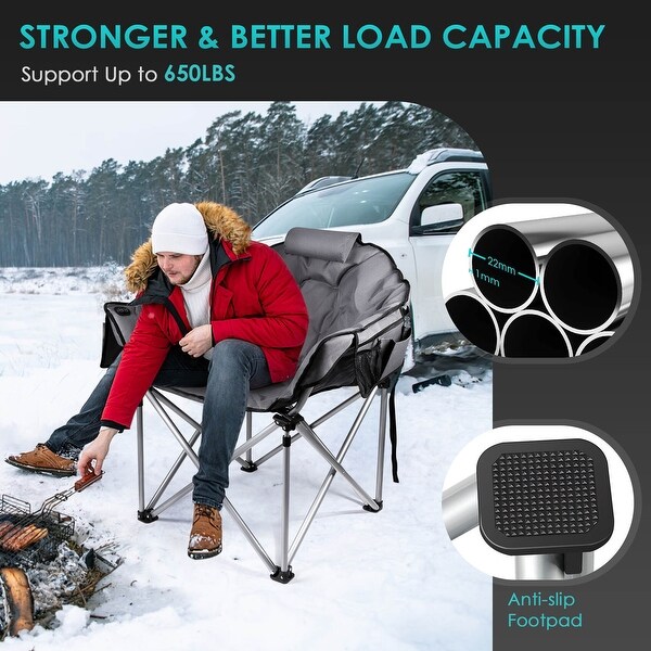 Oversized Heated Camping Chair with 20，000mAh Power Bank，10S Quick Heated Chair，3 Levels Adjustable Heated Camp Chairs