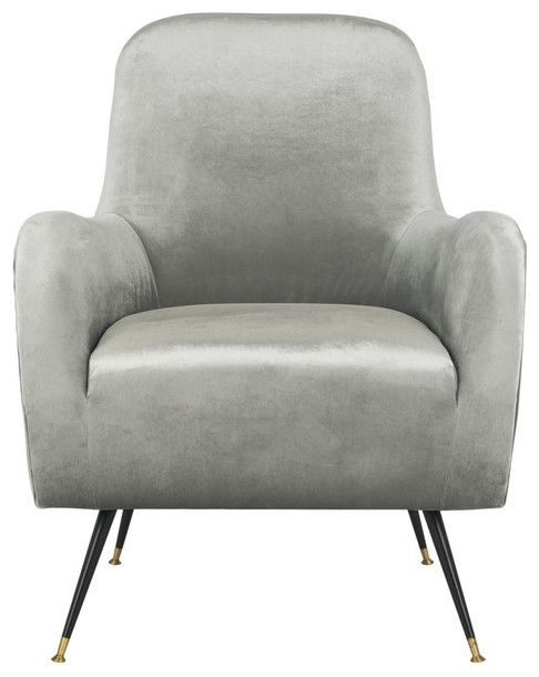 Lizbeth Velvet Retro Mid Century Accent Chair Light Grey   Midcentury   Armchairs And Accent Chairs   by Peachtree Fine Furniture  Houzz