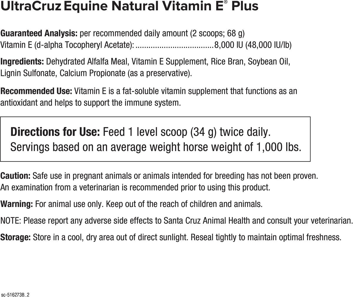 UltraCruz Natural Vitamin E Plus Immune Support Pellets Horse Supplement