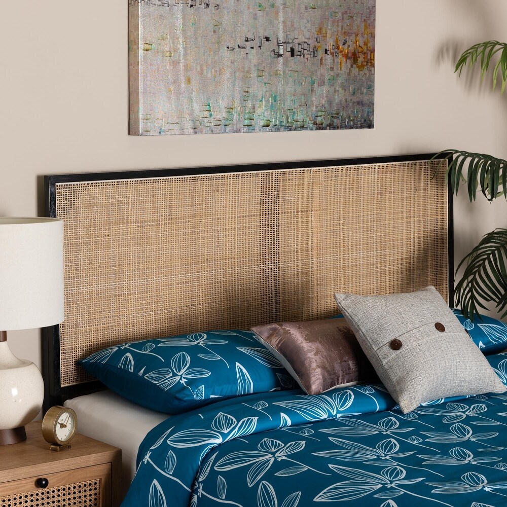 bali   pari Aurelia Modern Bohemian Bayur Wood and Natural Rattan Headboard