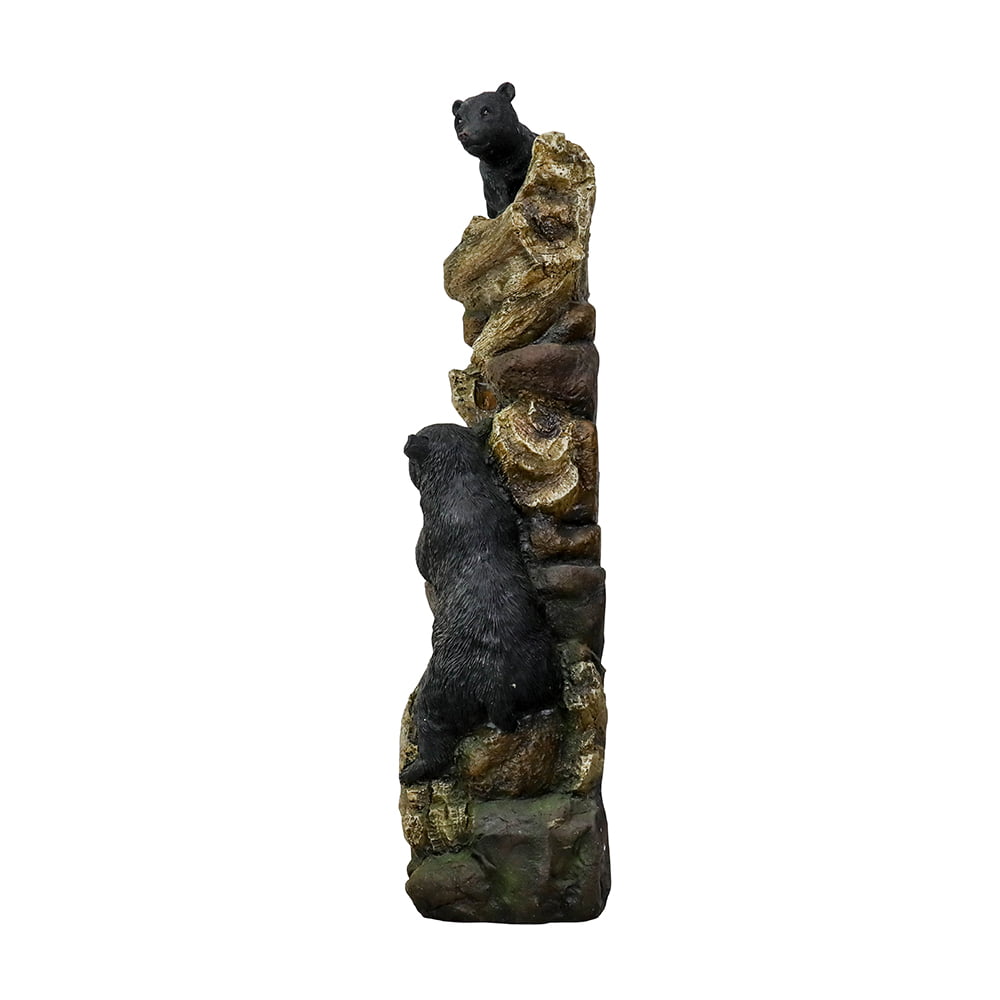 39.3in Tall Outdoor Water Fountain Resin Bear Patio Waterfall Fountain for Garden， Deck， Patio， Porch， Yard and Home Art Decor