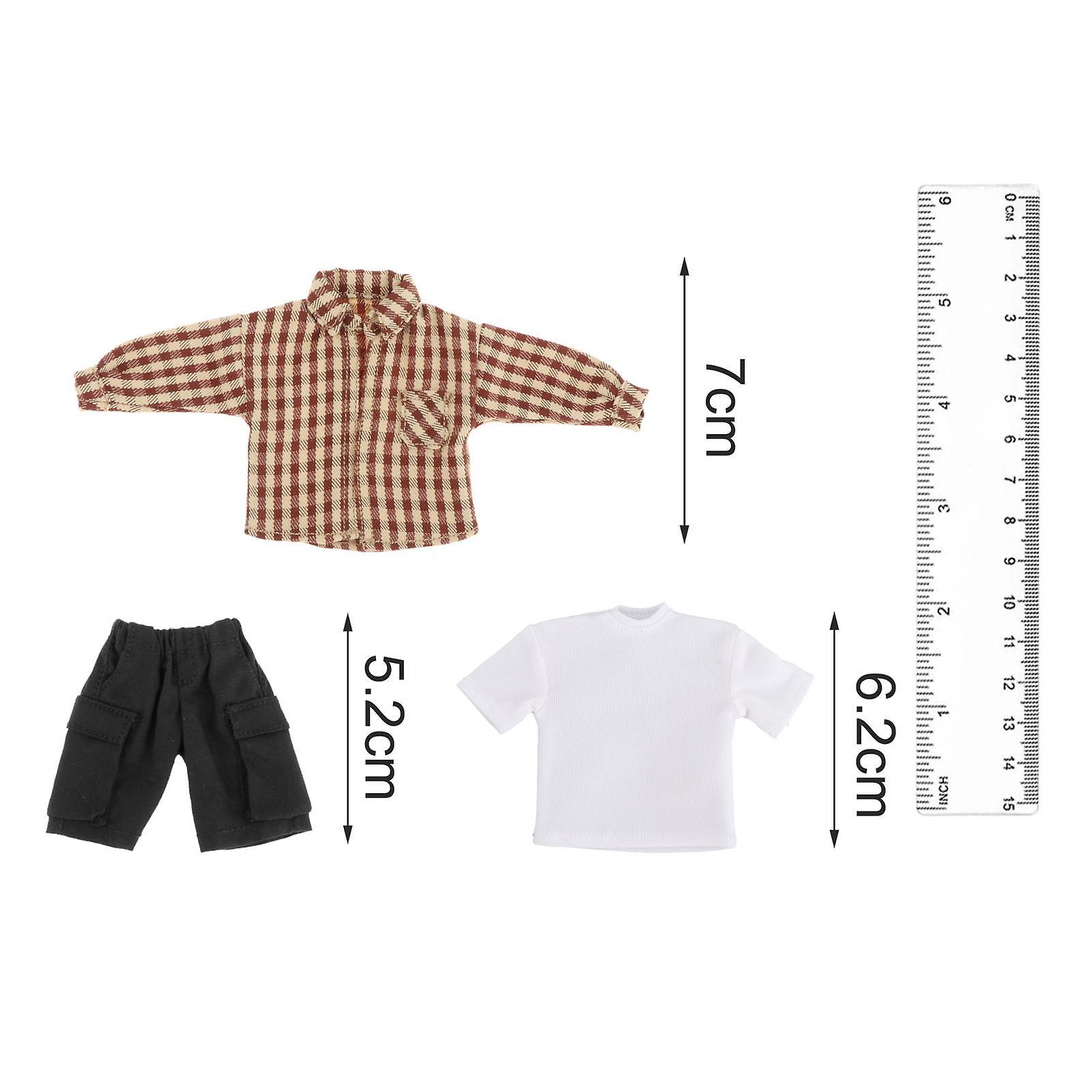 1/12 Scale Shirt T Shirt Pants Set For 6 Inch Doll Model Male Action Figures Yellow Plaid