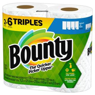 Bounty White Select-A-Size Paper Towel Roll (2 Triple Rolls) 003077206133