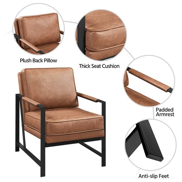 Yaheetech Accent Chair Retro Faux Leather Lounge Chair