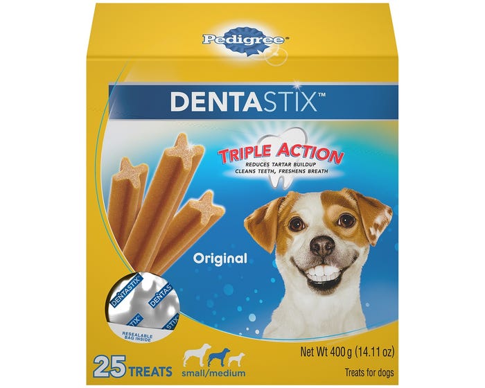 Pedigree® Dentastix™ Small/Medium Dog Dental Treats Original Flavor Dental Treats， 14.1 oz. Pack (25 Treats)