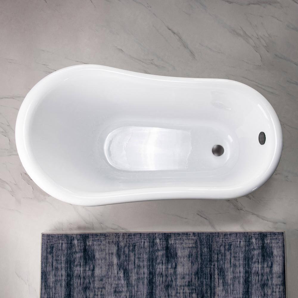 WOODBRIDGE Austin 54 in. Heavy Duty Acrylic Slipper Clawfoot Bath Tub in White Claw Feet Drain  Overflow in Oil Rubbed Bronze HBT7004