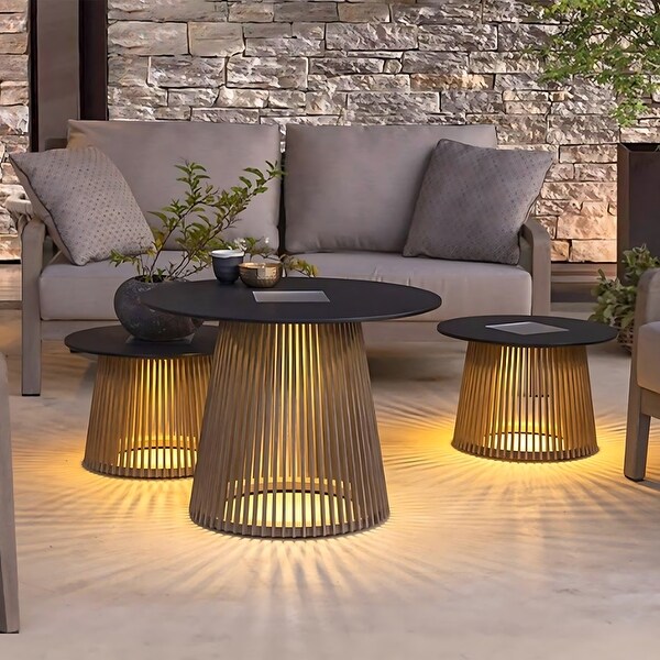 Outdoor Solar LED Glow Coffee Table for Patio