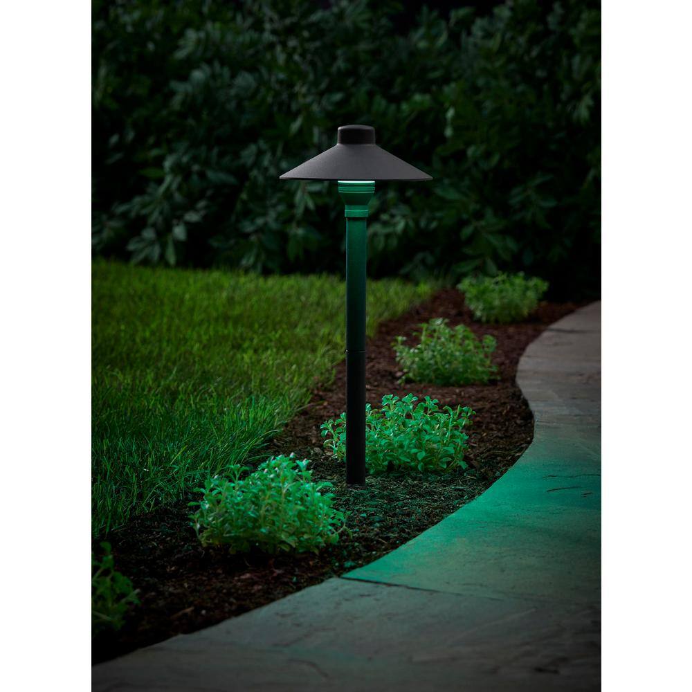 Hampton Bay 12-Volt Low Voltage Black Integrated LED Waterproof Aluminum Path Light Powered by Hubspace (1-Pack) ECP11-LED