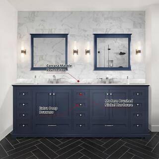 Lexora Dukes 84 in. W x 22 in. D Navy Blue Double Bath Vanity without Top LD342284DE00000