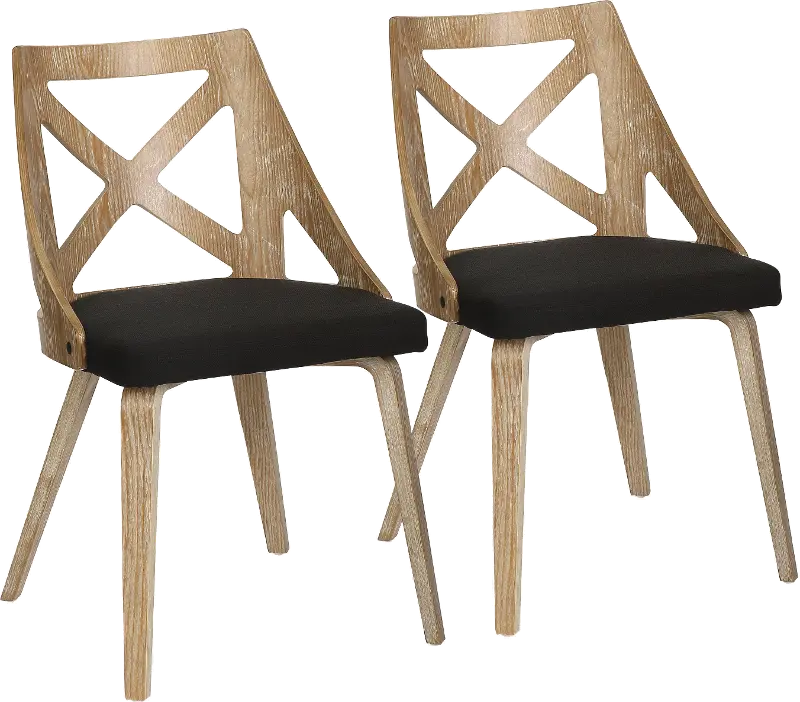 Charlotte Light Brown and Charcoal Dining Chairs， Set of 2