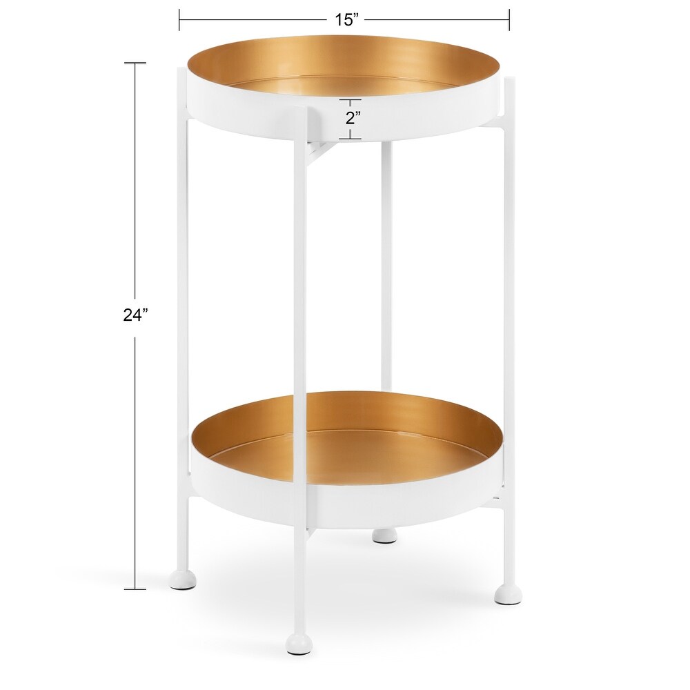 Kate and Laurel Nira Two Tiered Metal Side Table   15x15x24