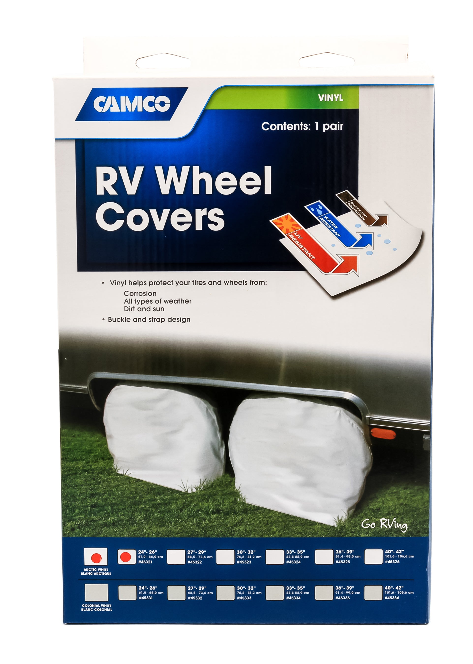 Camco 45321 Vinyl RV Wheel and Tire Covers 24