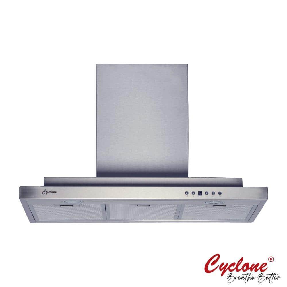 Cyclone 30 in 550 CFM Double Layers TShape Wall Mount Range Hood with LED Lights in Stainless Steel