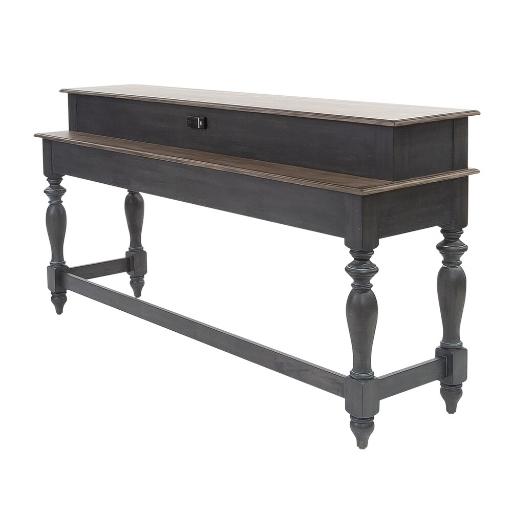 Ocean Isle Slate and Weathered Pine 4 Piece Console Table Set