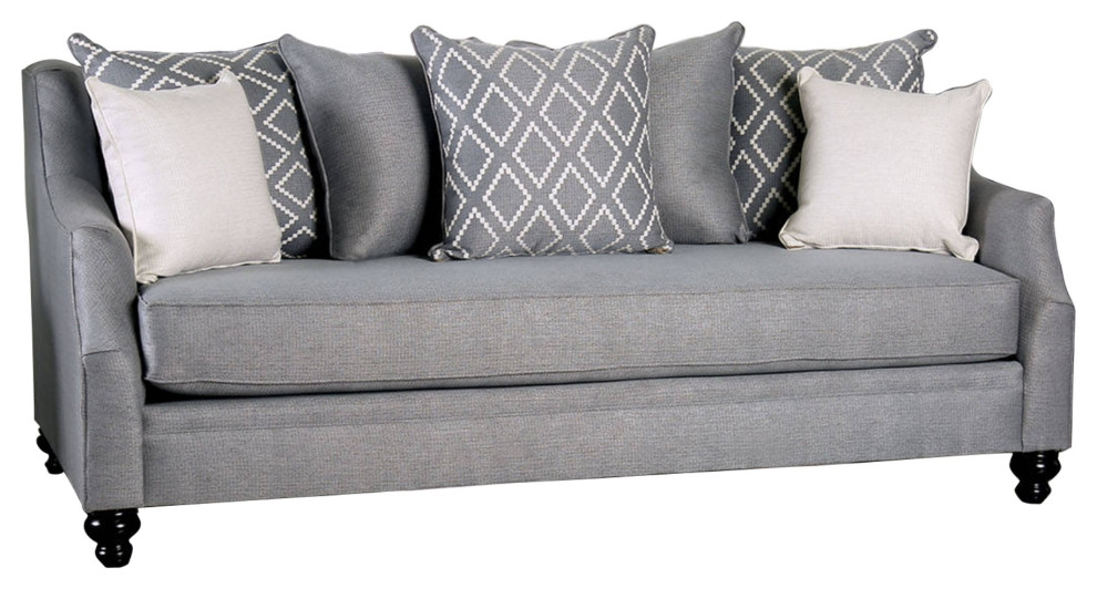 Fabric Upholstered Wooden Sofa With Tufted Details  Gray   Traditional   Sofas   by VirVentures  Houzz