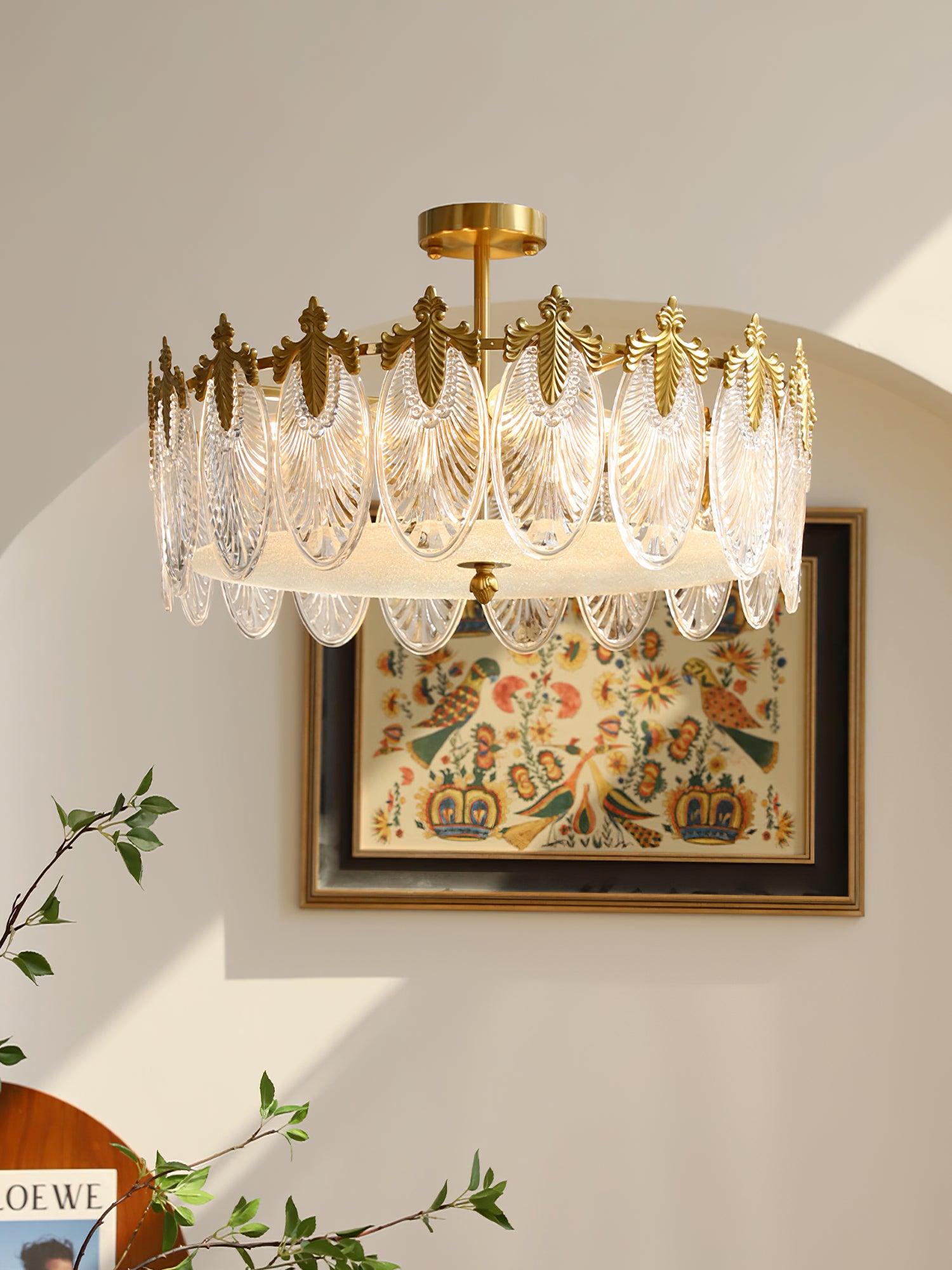 Decorative Pattern Glass Round Chandelier