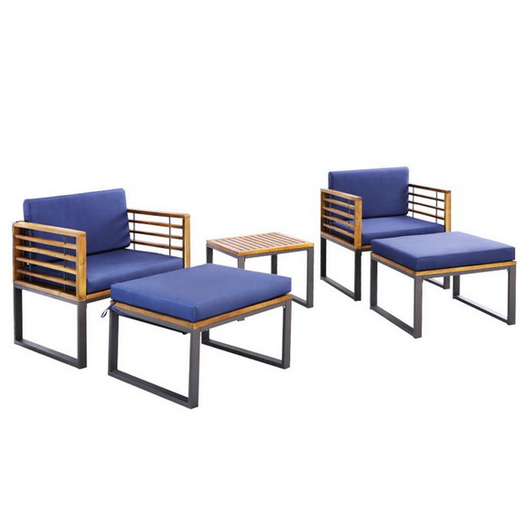 Costway 96784315 5 Piece Patio Acacia Wood Chair S...