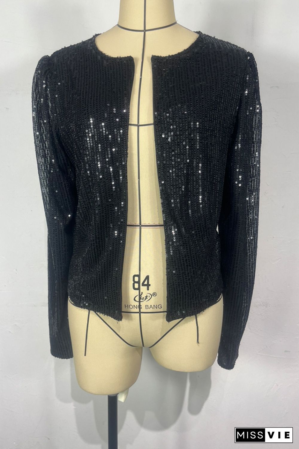 Plain Sequin Short Length Open Jackets