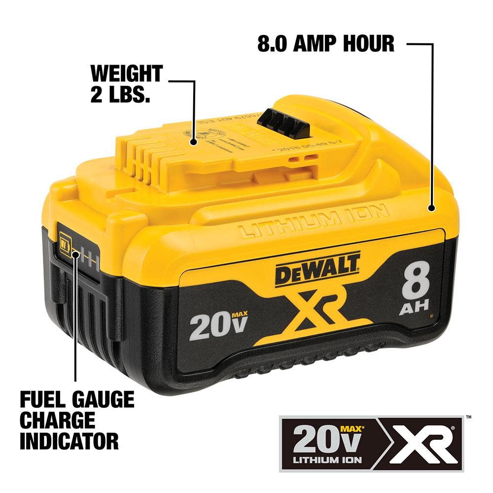 DW 20V MAX XR 8Ah Lithium Battery DCB208 from DW