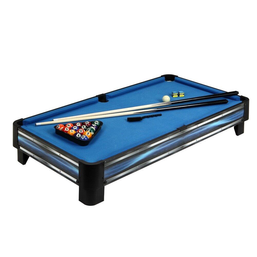 Breakout 40 in Tabletop Pool Table   Blue and Silver Finish