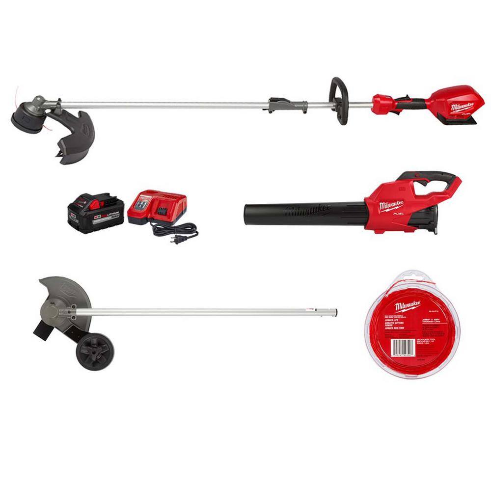 MW M18 FUEL 18-Volt Brushless Cordless Electric String TrimmerBlower Combo Kit w0.080 in. x 150 ft. Line  Edger (3-Tool) 3000-21-49-16-2718-49-16-2712