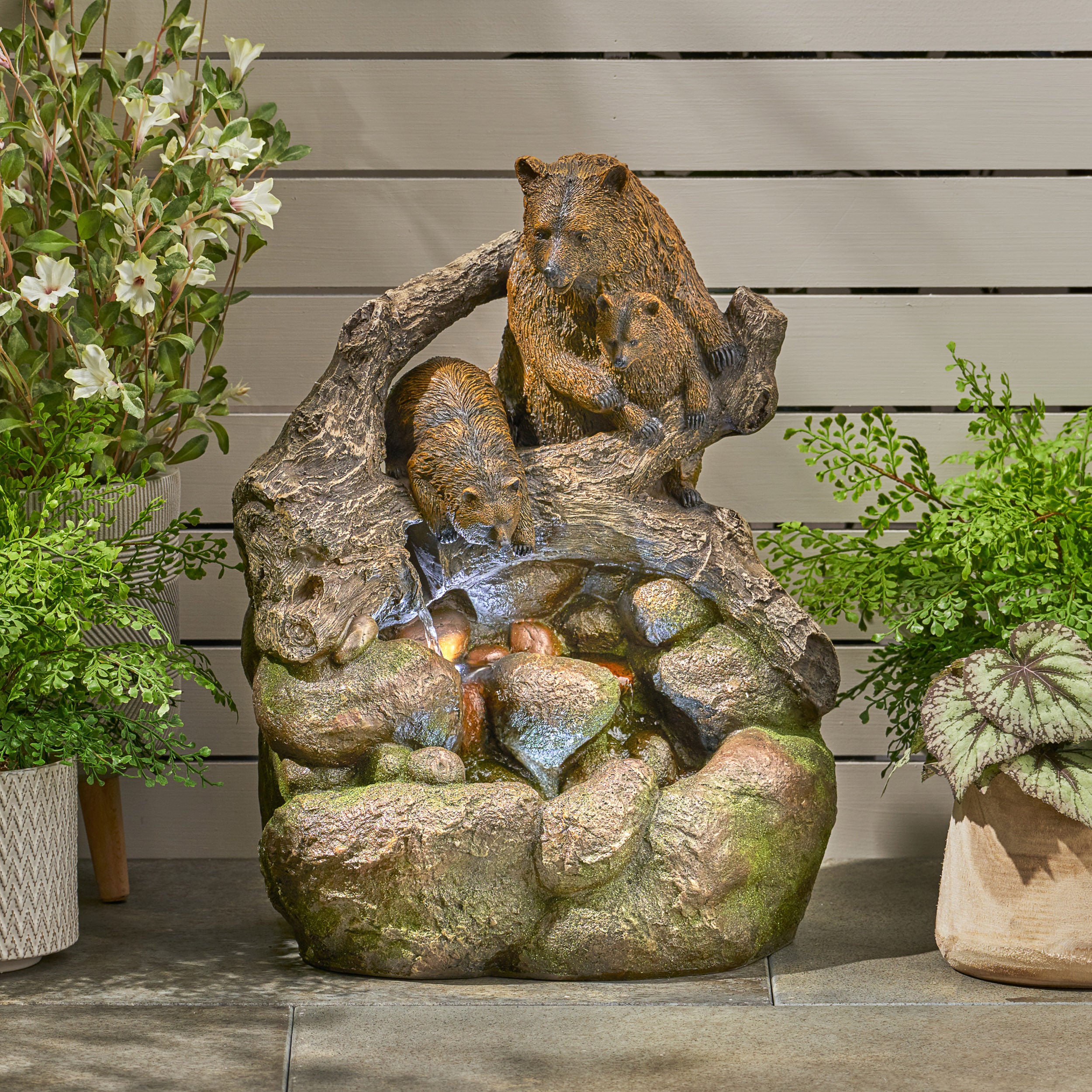 Aza Callan Outdoor Bear Family Fountain