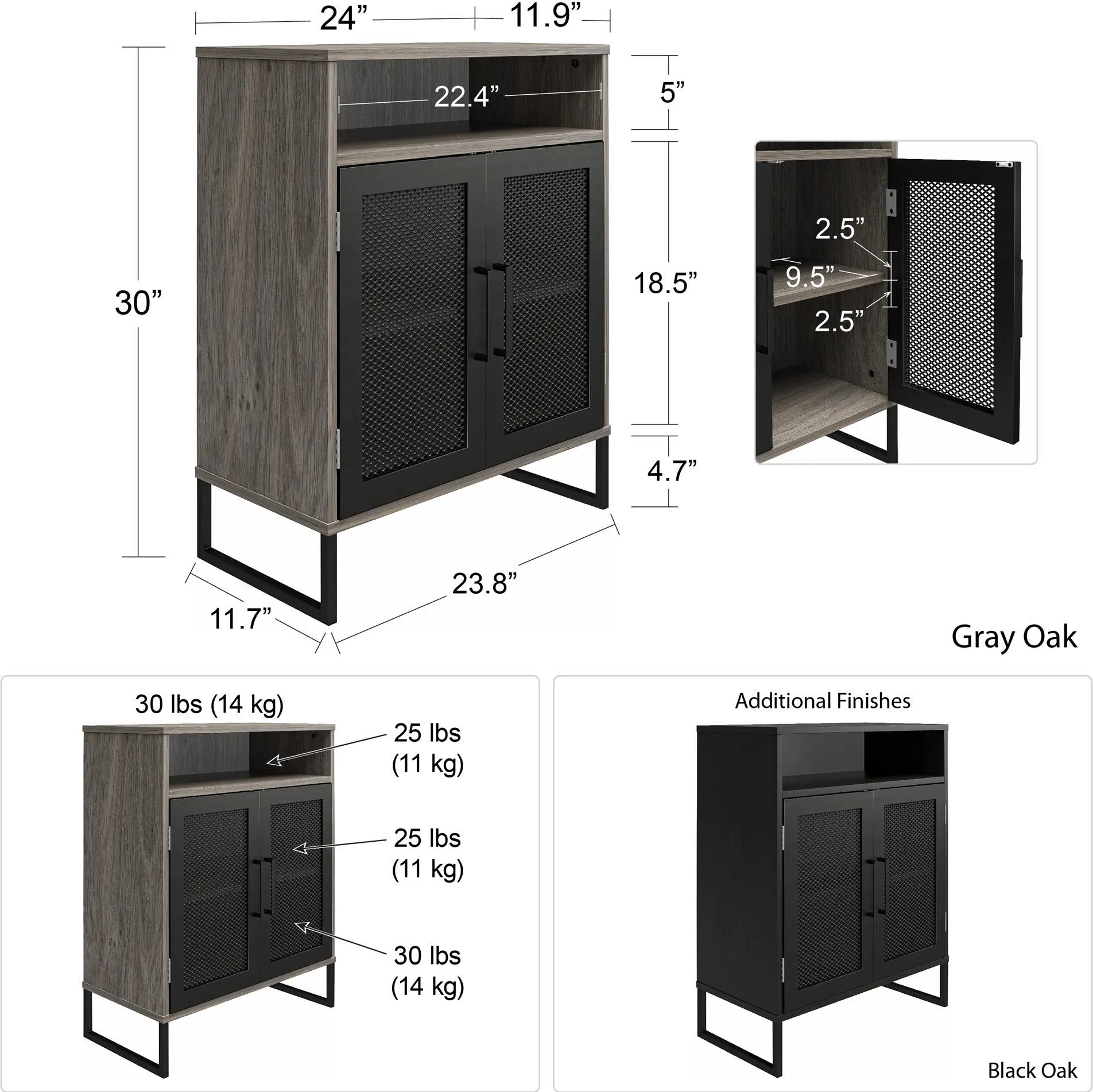 Purdue Gray Oak Storage Cabinet