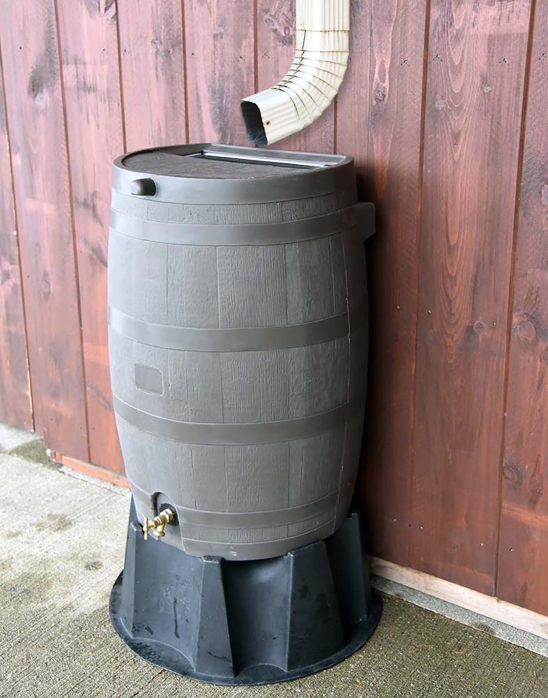 RTS Home Accents Flat Back 50 Gallon Rain Barrel - Mud/Brown (55100009005681)