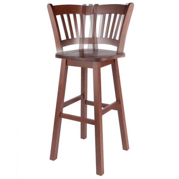 Fina Swivel Seat Bar Stool， Walnut - 16.38 x 18.82 x 43.68 inches