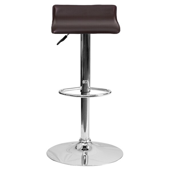 Contemporary Solid Wave Seat Vinyl Adjustable Bar Stool - 15