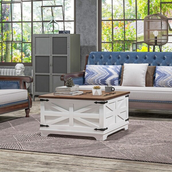 Square Coffee Table with Flip Top Hidden Storage