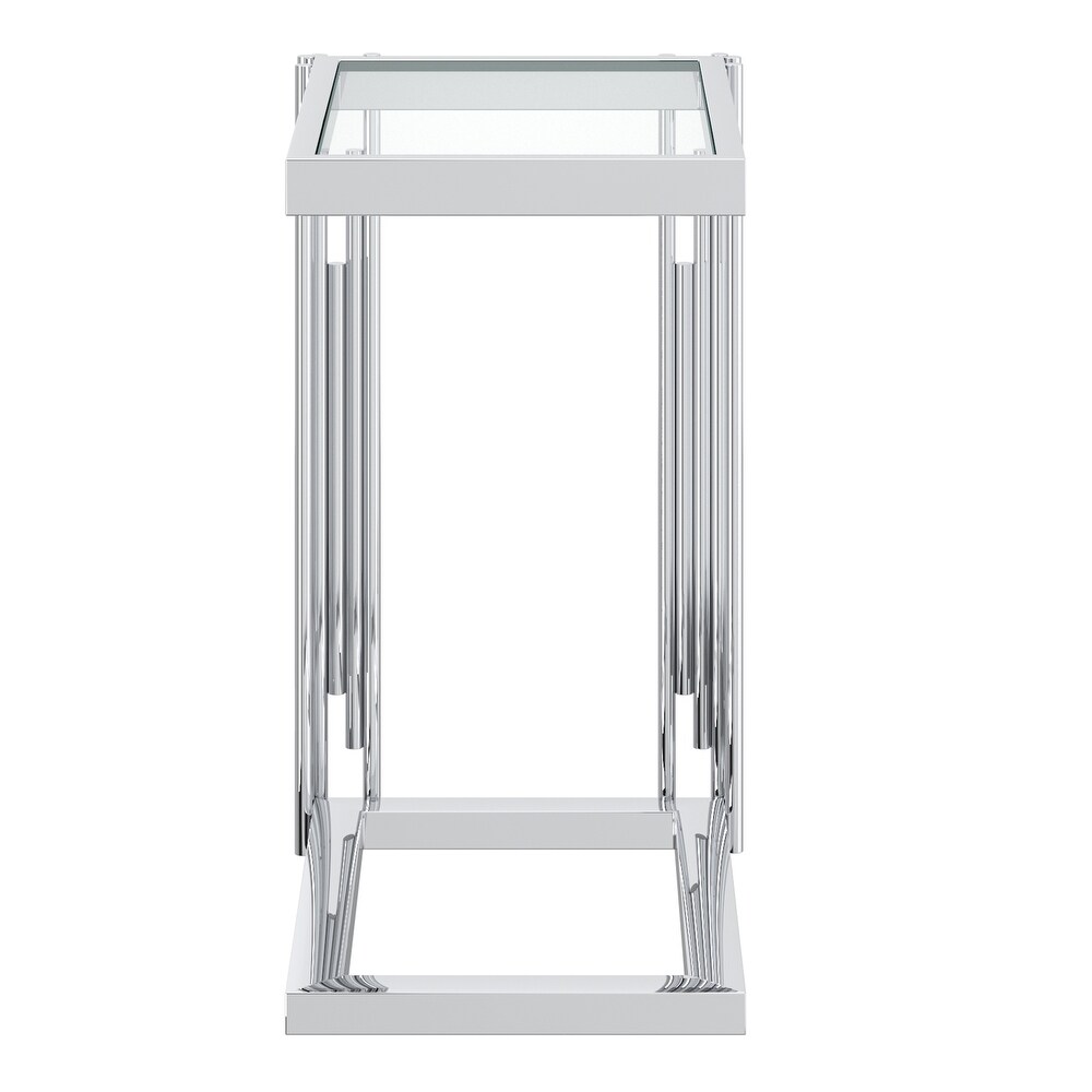 Contemporary Metal and Glass Small Accent Table