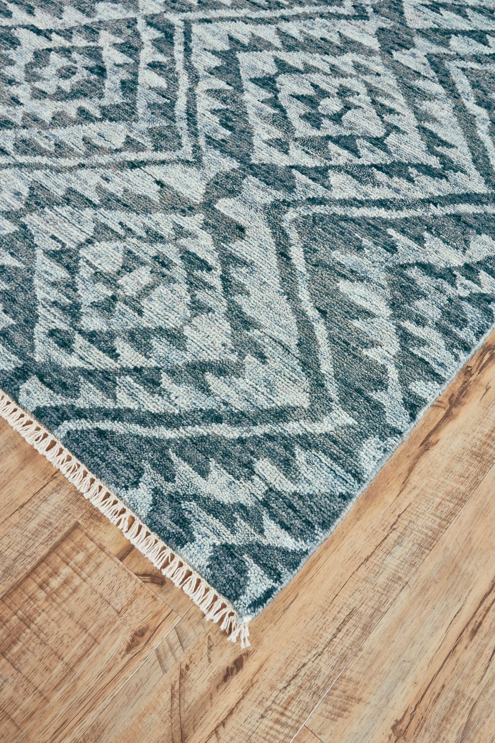 Shadan Hand Knotted Gray and Blue Rug by BD Fine