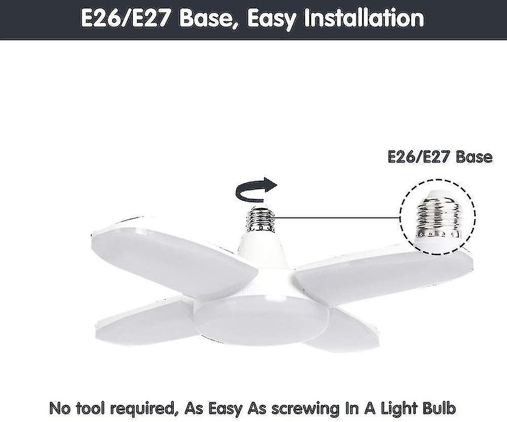 Energy Saving Foldable Four-leaf Light Super Bright Garage Lights Ceiling Daylight Lamp For Home Basement