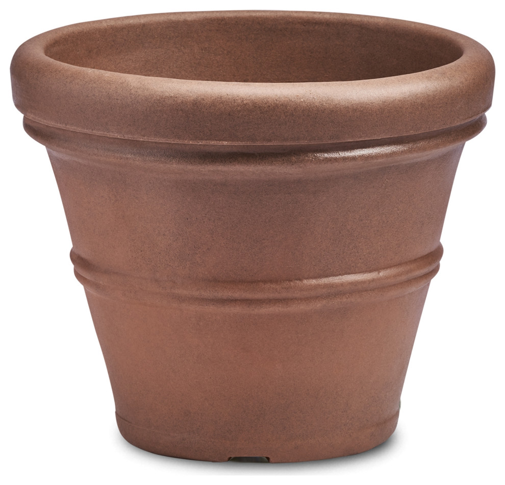 Crescent Garden Brunello Classic Rolled Rim Plant Pot  27 quot(Rust)   Traditional   Outdoor Pots And Planters   by Esbenshades Greenhouses  Houzz