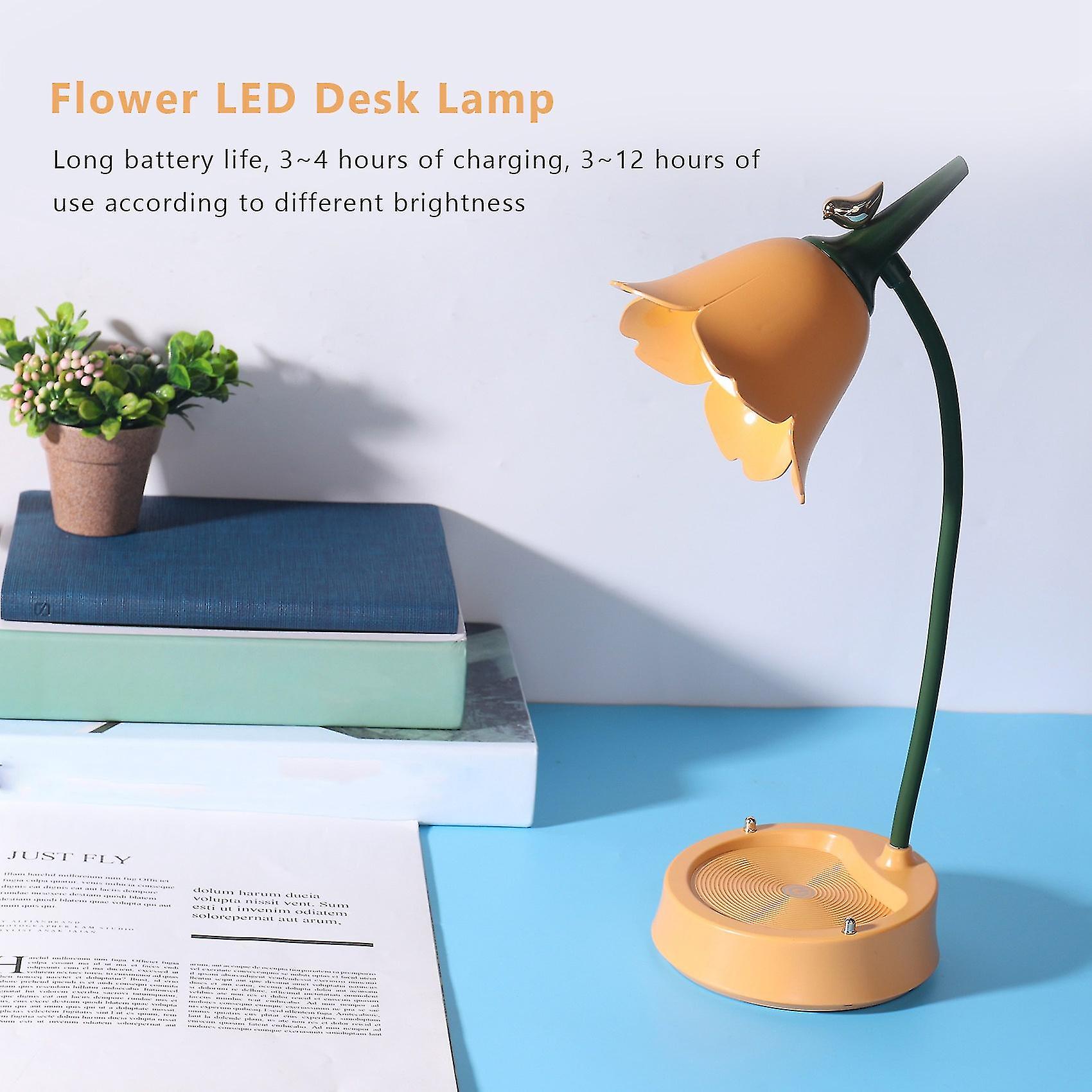 Flower Led Desk Lamp Student Bedroom Lighting Contact Reading Eye Protection Usb Flower Lampshade T