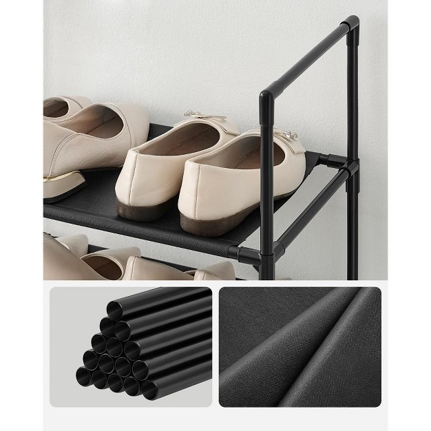 Songmics Shoe Rack 10 tier Metal Shoe Storage Shelf For 50 Pairs Shoes Black