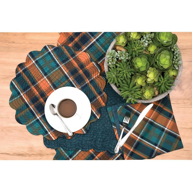 C amp f Home Troy Plaid Round Thanksgiving Placemat Set Of 6