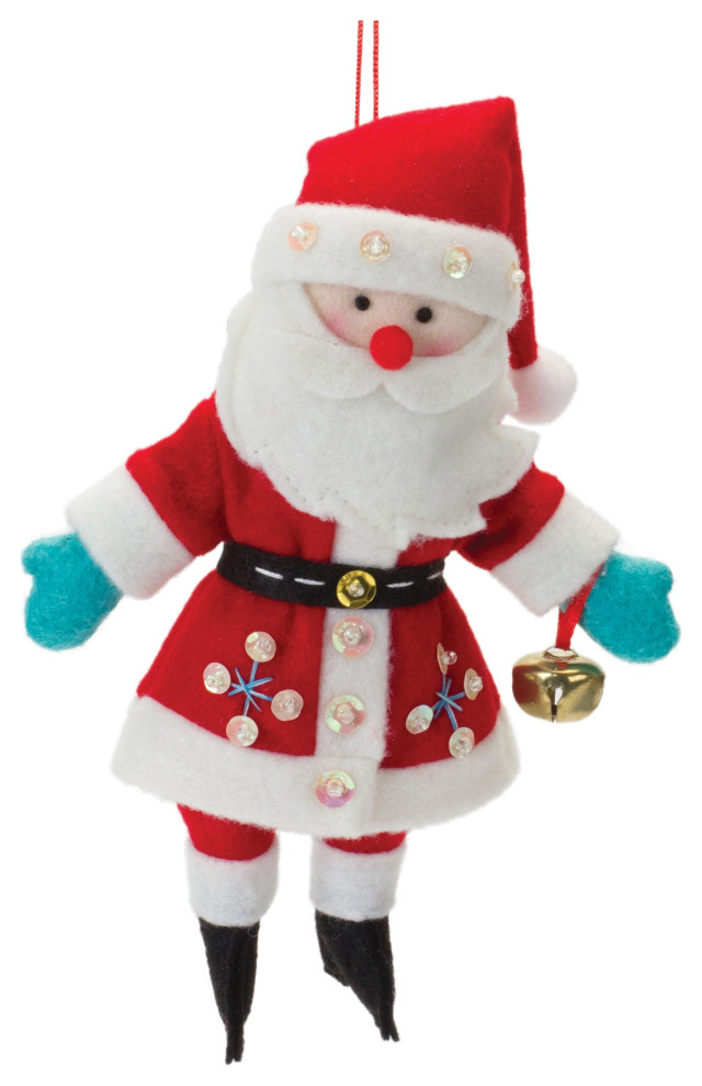 Plush Santa Ornament  Set of 12   Christmas Ornaments   by Melrose International LLC  Houzz